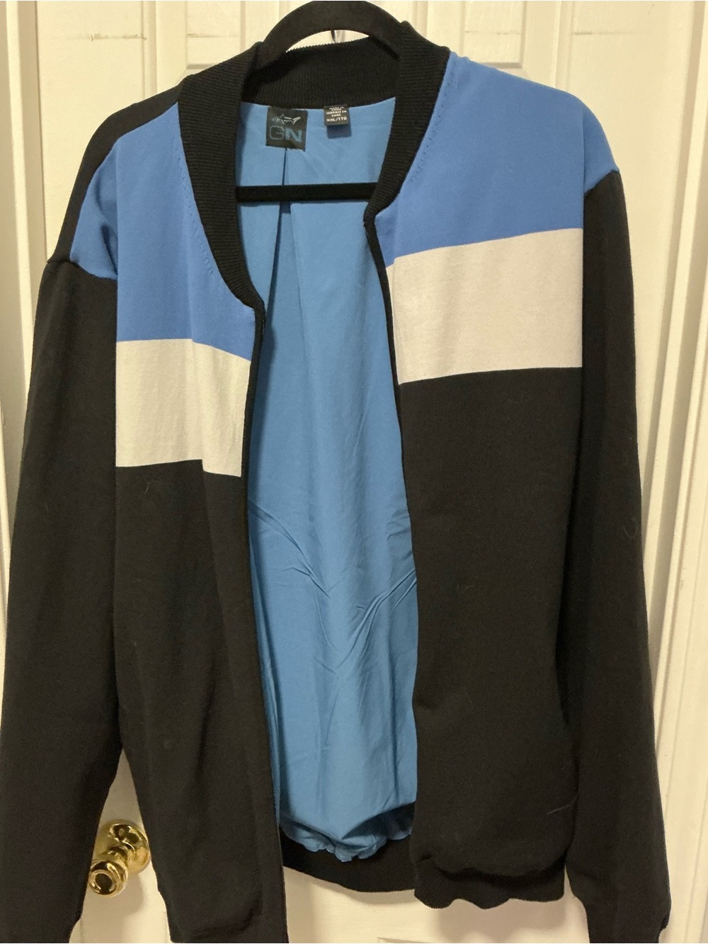 Greg Norman Collection Colorblock full zip in Black, Blue & White
